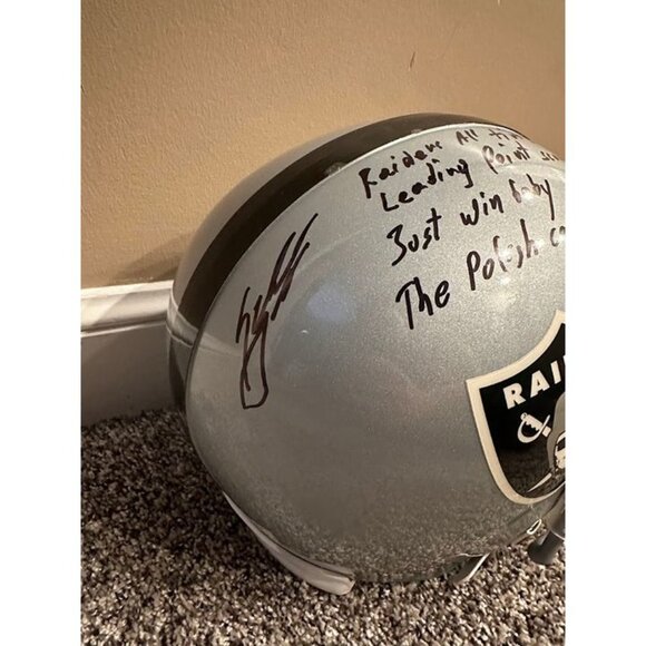 Sebastian Janikowski signed autographed Oakland Raiders full size rep helmet BAS - Picture 2 of 6
